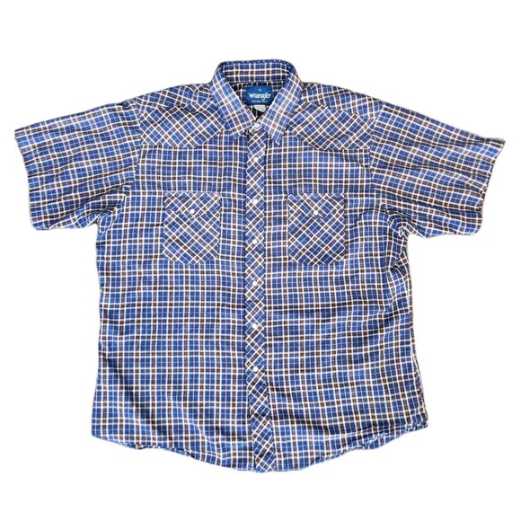 Vtg Wrangler‎ Shirt Mens XL Pearl Snap Button Western Cowboy Chore Rodeo Country - Picture 1 of 7